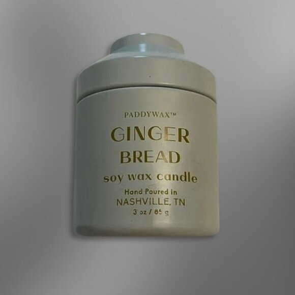 Paddywax Gingerbread Candle Ceramic Jar Hand-Poured 100% Soy Wax White/Gray 3 OZ - Picture 1 of 4